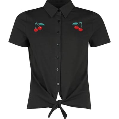 Pussy Deluxe - Rockabilly Blouse - Classic Black Short Blouse - XS tot XXL - voor Vrouwen - zwart