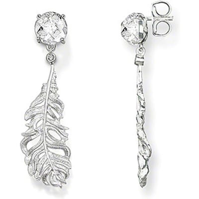 925 Sterling Zilver Ronde Zirkonia Veer Oorknopjes, Mode Stijl Glam Oorbellen Sieraden Soul Cadeau voor Vrouwen white