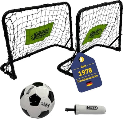Minivoetbaldoelset inclusief 2x minidoelen, PVC voetbal en mini luchtpomp