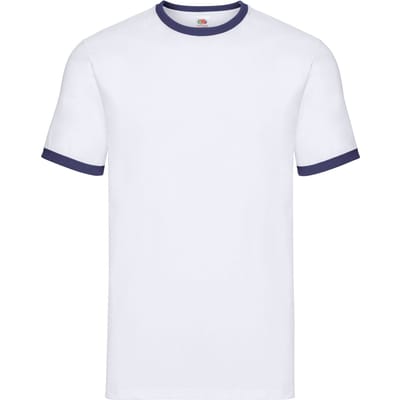 Fruit of the Loom Unisex Ringer T-shirt voor volwassenen (Wit/Zwaar)