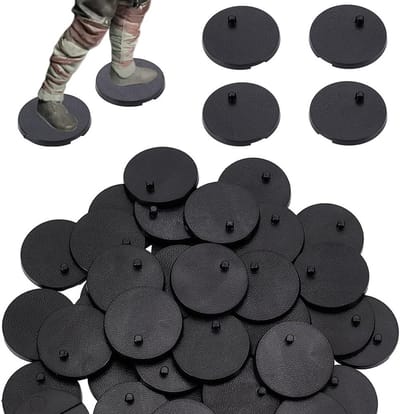50 Stuks Zwarte Plastic Standbases 31.5mm voor Actiefiguren - Ronde Model Display Standaards met Steunen en Ondersteuning