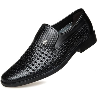Geperforeerde Schoenen Heren Leren Sandalen Zomer Leren Sandalen Heren Geperforeerde Schoenen Hol Wit Zakelijk Formeel Casual Schoenen 42 black