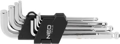 NEO Serie - Inbussleutelset - 9 Stuks - Chromen Vanadium Staal - Kulvormige Punt