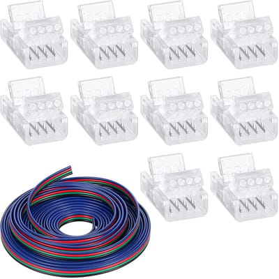 longziming -2*LED Strip Verlengkabel 5m - 4-Pins RGB LED Connector voor 10mm Strips - Geschikt voor 5050, 3528 en 2835 LED Lampen - Snel en Eenvoudig Installeren