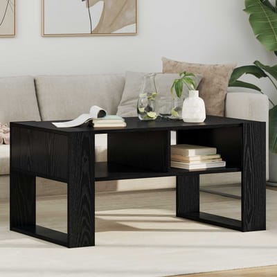 vidaXL - Salontafel - Zwart - Eiken - 92 - x - 53 - x - 45 - cm - Bewerkt - hout