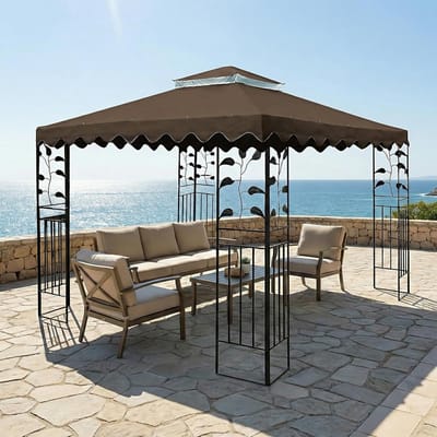 Paviljoen Dak - Reserve Overkapping - Tuin Feesten - Dubbellaags Ventilatie - 3 x 3 Meter - Koffiebruin