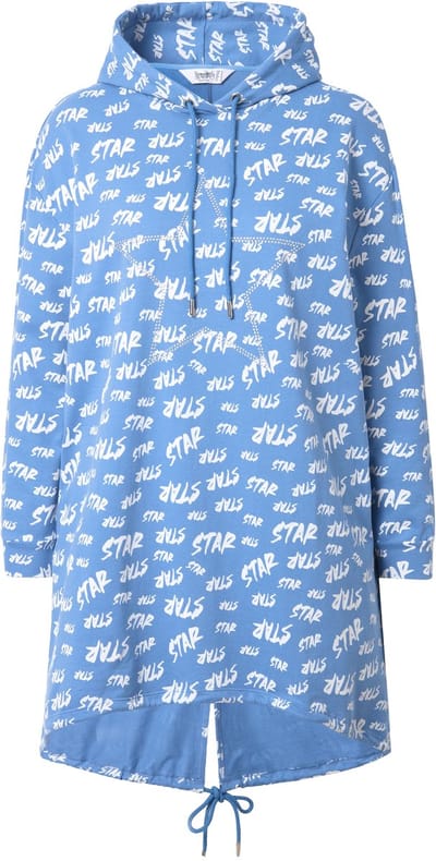 Angel of Style - Dames - Hoodie A-lijn metallic tekstmotief capuchon - Matblauw - Maat 42