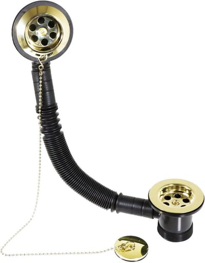 Universele Badkamer Overloopstop Zilver met Ketting en Afvoerplug 40 mm