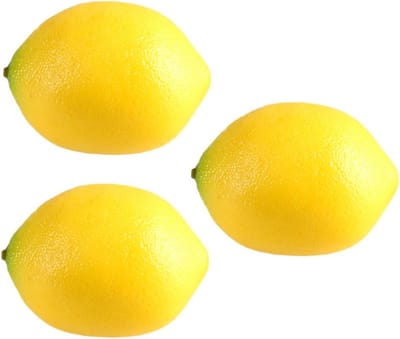 Kunstfruit - 3x - citroen - geel - 7 cm - namaak/nep fruit - verzwaard - kunststof decoratie