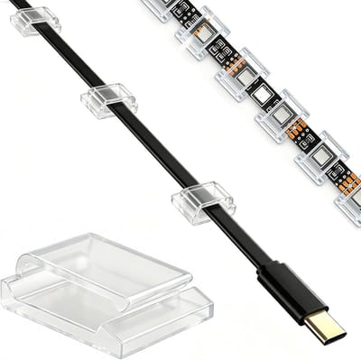 Zelfklevende Ledstriphouder voor Kabels, Transparant, 50 Stuks, Bevestiging voor Thuis en Kantoor, Geschikt voor Cat6 en Cat7 Kabels, Breedte ≤ 10 mm