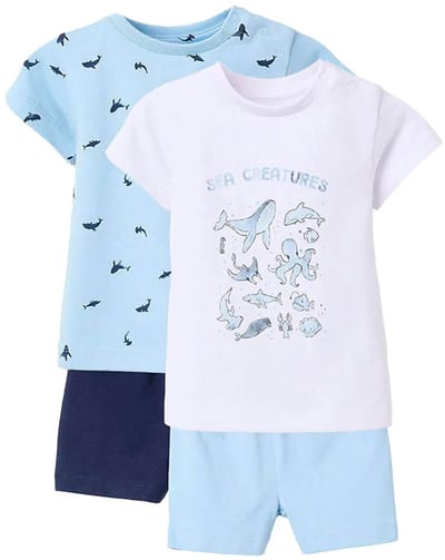 Zippy 3107118501 Korte Mouw Pyjama 2 Eenheden Wit,Blauw 6-9 Months Jongen