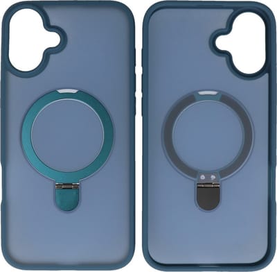 MagSafe Hoesje Geschikt voor iPhone 16 - Camera Beschermer Case met Staande Functie - Blauw