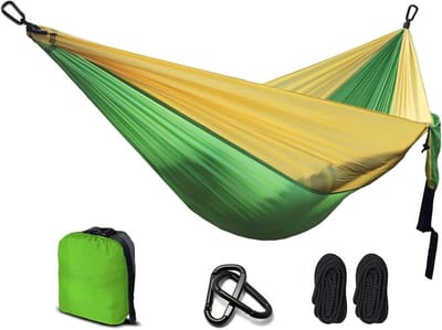 Camping hangmat Outdoor Camping Hangmat Portable 2 Person Garden Hanging Stoel Slapen Reizen Swing (Color : Green with Yellow)