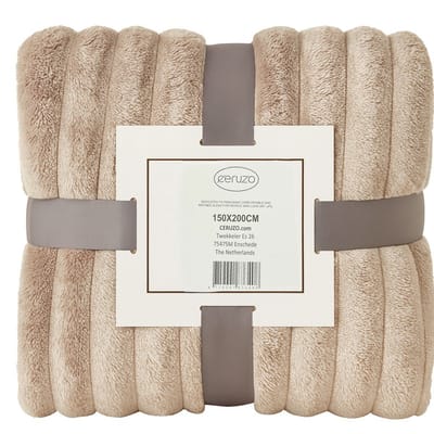 Ceruzo Fleece Deken 150x200 cm – Taupe Bruin – Zachte Plaid - Woondeken