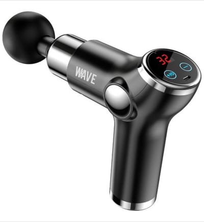 Wave Massage Gun – Diepe Weefsel Percussie Therapie (Model Nr. 223)30W motor met snelheden van 1.800 – 3.200 RPM. 5 snelheden en 4 massagekoppen. 2 uur gebruik per lading en snelle USB-C oplading.