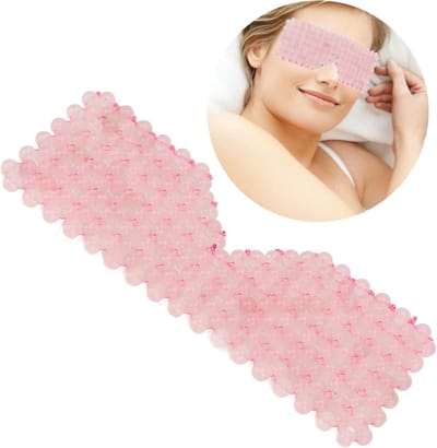 Oogmasker van rozenkwarts - verkoelende jade - vermindert wallen - handgemaakt voor gezichtsmassage en donkere kringen - roze