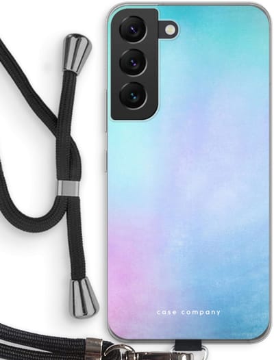 Case Company® - Hoesje met koord geschikt voor Samsung Galaxy S22 hoesje met Koord - Mist pastel - Telefoonhoesje met Zwart Koord - Bescherming aan alle Kanten en Over de Schermrand