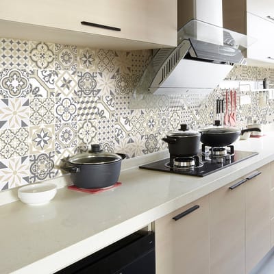 Zelfklevende tegelmuurstickers voor keuken en badkamer - 30 Azulejos Navajo cementtegelstickers - 30 stickers 15x15cm