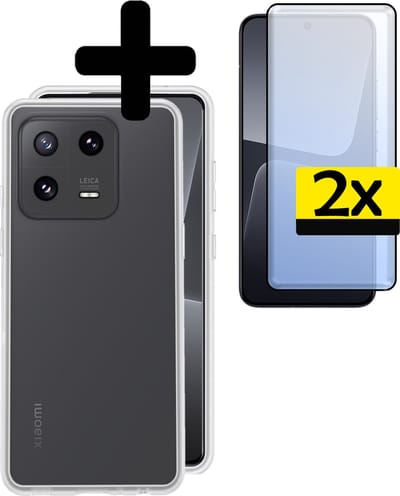 Hoesje - Met 2x Screenprotector - Geschikt voor Xiaomi 13 Pro - Sterk & Shockproof - Back Cover - Siliconen Case - Telefoon Hoes - Telefoonhoesjes - Transparant