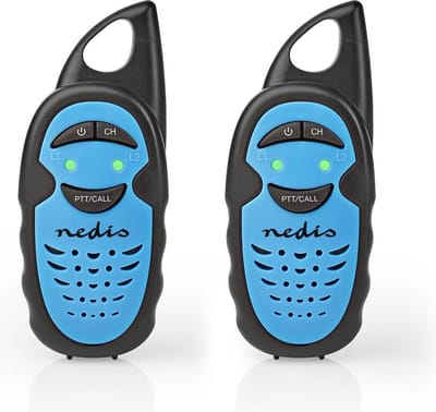 Nedis Walkie Talkie – 2 Stuks – 3 km Bereik – 3 Kanalen – PTT – Voor Kinderen & Outdoor – Blauw/Zwart
