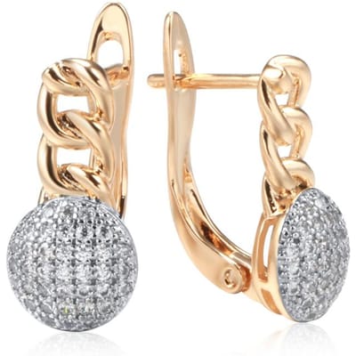 Nouveautés Boucles d'Oreilles Zircon Naturel Incrustation Micro-Cire Couleur Or Rose Mode Bijoux de Mariage pour Femmes Boucles d'Oreilles Rondes beige