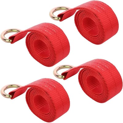 Lasso Riemen - Spanbanden Vastzetbanden - Vastzetten van Lading - Met D-Ring - 2 Inch 8 Voet - Rood