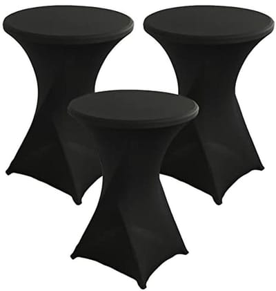 Set van 3 Stretch Tafelhoezen voor Statafels - Onderhoudsvriendelijk en Afwasbaar, Ø 60/80 cm, Zwart