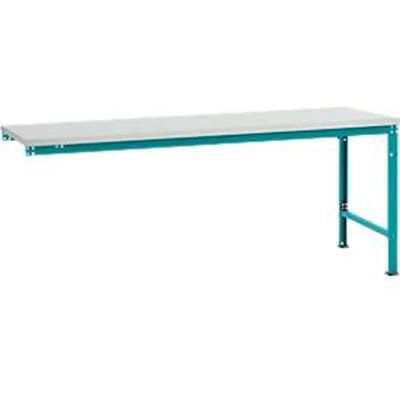 Manuflex aanbouwtafel UNIVERSAL Speciaal, tafelblad melamine, 2000 x 1000, waterblauw