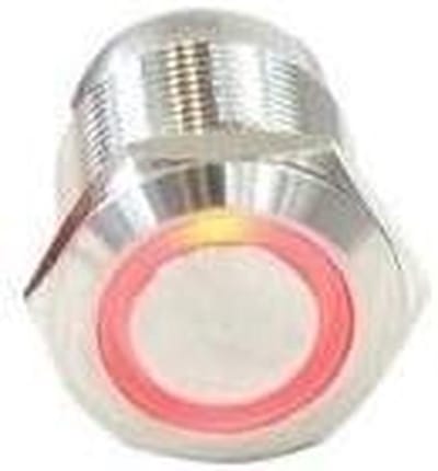 Drukknop Systeemkast - Belknop Verlicht - Computer Modificatie - Rood Verlicht - 19 mm - Roestvrij Staal