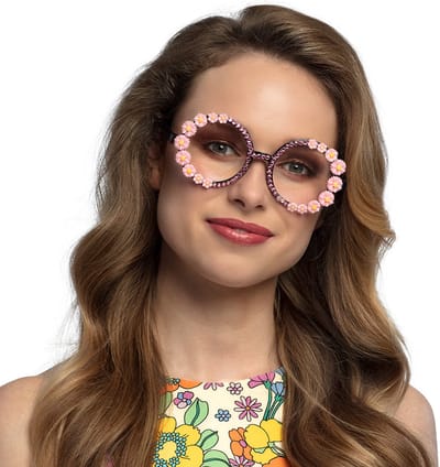 Boland - Partybril Rosa Roze - Volwassenen - 60's & 70's - Hippies & Flower Power - 60's & 70's - Hippie & Flower Power