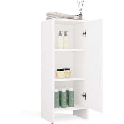 Minimalistische Badkamerkast NINA 1D – Compact met 3 Planken | Kleur: Mat Wit | 35x90x30 cm