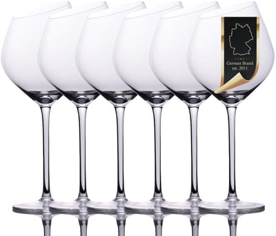 Intirilife 6x wijnglas met moderne rand - 470 ml inhoud - rode wijnglas bokaal vaatwasmachinebestendig kristalglas schokbestendig