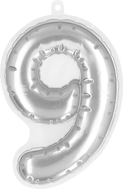 Boland - Sticker Folieballon '9' zilver Zilver - Geen thema - Verjaardag - Jubileum - Raamsticker