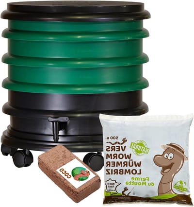 Wormenbak - Compostbak - Organisch afval verwerken - Uitbreidbaar met extra bakken - 48 liter inhoud - Donkergroen