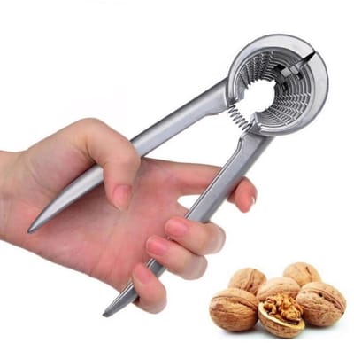 Notenkraker - Pecankraker - Tang - Notenkraker - Zwaar uitgevoerde peltool - Kastanjekraker - Notenkraker - Houten handvat - Geschikt voor walnoten, pecannoten, hazelnoten, amandelen, paranoten - zilver