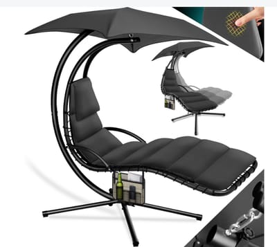 KESSER® zwevende ligstoel met parasol, hangligstoel, zonneligstoel H200, L194, B100
