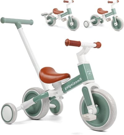 Peuter Driewieler - Loopfiets Baby - Buiten Spelen - 6-in-1 Functies - 9.9 Pond - Groen