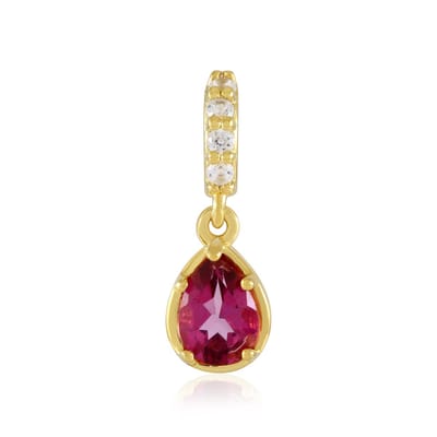 Cavill - Zilveren hanger 925 sterling, verguld - roze topaas 0,791 ct druppelvorm - 5 Tanziaanse zirkonia 0,17 ct - elegant dames sieraad