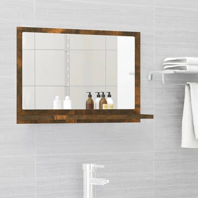 vidaXL - Badkamerspiegel - 60x10,5x37 - cm - bewerkt - hout - gerookt - eikenkleurig