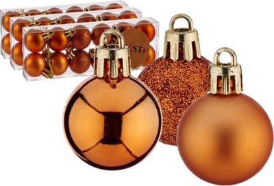 Krist+ Kerstballen - 36x ST - oranje - kunststof - 3 cm - glitter - mat