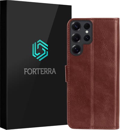 Hoesje Geschikt voor Samsung Galaxy S25 Ultra - Luxe Bookcase - Walletcase Hoes - Portemonnee - Cover - Bruin