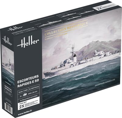 Heller Modelbouwpakket Militaire voertuigen - 81093 Escorteurs Rapides E50 - Frigate Le Corse-class - 2 Fregat Schepen Plastic - 1:400 - Modelbouw
