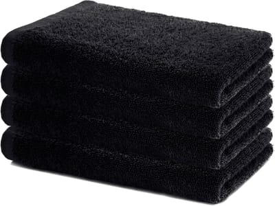 Lavea® Set van 4 Douchelaken 60x120 cm – Zachte en Absorberende Badhanddoeken – 100% Katoen – Oeko-TEX 100 – met Badstofstructuur – Wasbaar op 60°C – voor Badkamer, Fitness en Spa – Zwart