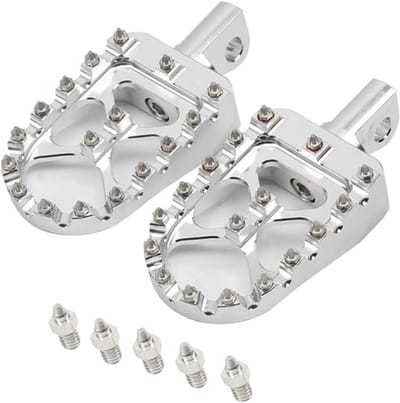 Motorfiets Voetsteunen - Motorpedalen Remsysteem - Comfortabel Rijden - Verbreed Antislip Platform - Universeel - Zilver