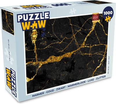 Puzzel Marmer - Goud - Zwart - Marmerlook - Luxe - Glitter - Legpuzzel - Puzzel 1000 stukjes volwassenen