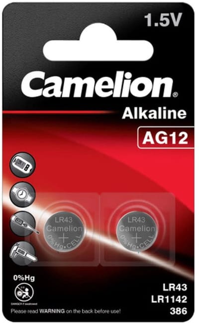 Camelion V12GA LR43 Alkaline Knoopcelbatterij 1.5V – 2 Stuks – Betrouwbare Energie voor Kleine Apparaten