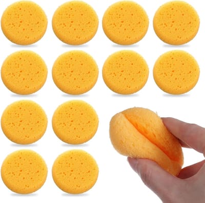 12PCS Ronde Aardewerk Sponsen van 2.76 Inch - Zachte Gele Sponsen voor Keramiek, Schilderen en Leeronderhoud