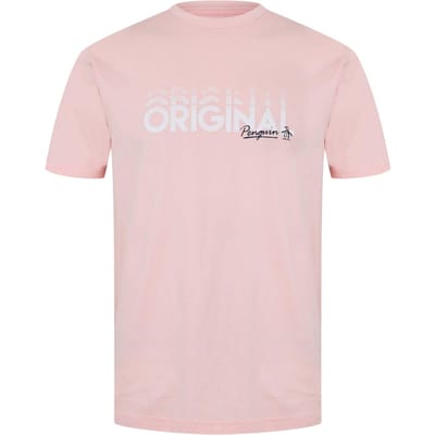 Original Penguin Heren Belettering Crew Hals Regular T-shirt (Roze)