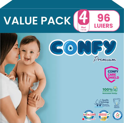 Confy Premium - Luiers Maat 4 (7-14kg) - 96 Luiers - Value Pack