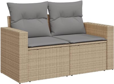 Tuinbank met kussens - Loungebank buiten - Ontspannen in de tuin - Weerbestendig poly rattan